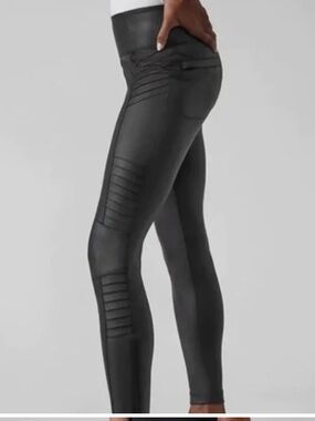 Athleta Delancey Gleam Moto Tight - Black